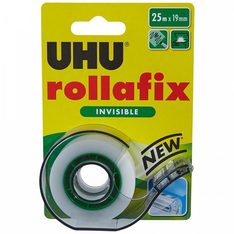 UHU Ταινία Rollafix 25mX19mm + Αόρατη Βάση