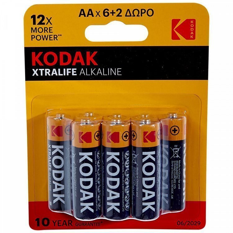 Kodak Xtralite Μπαταρία Αλκαλική ΑΑ 6+2 Δώρο
