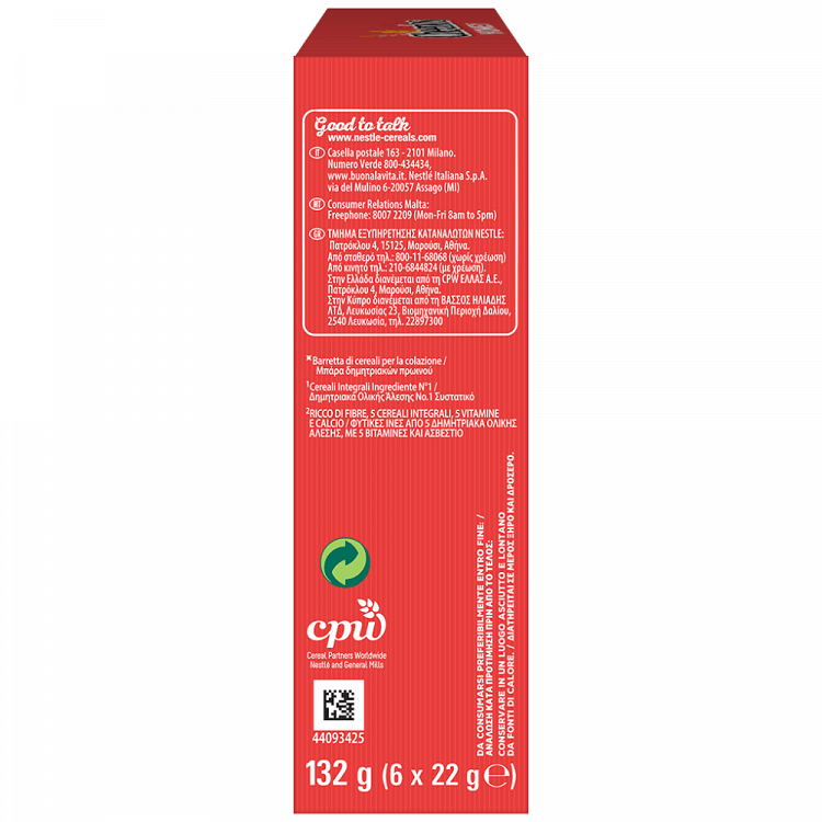 Nestle Cheerios Honey Μπάρες Δημητριακών 6x22gr