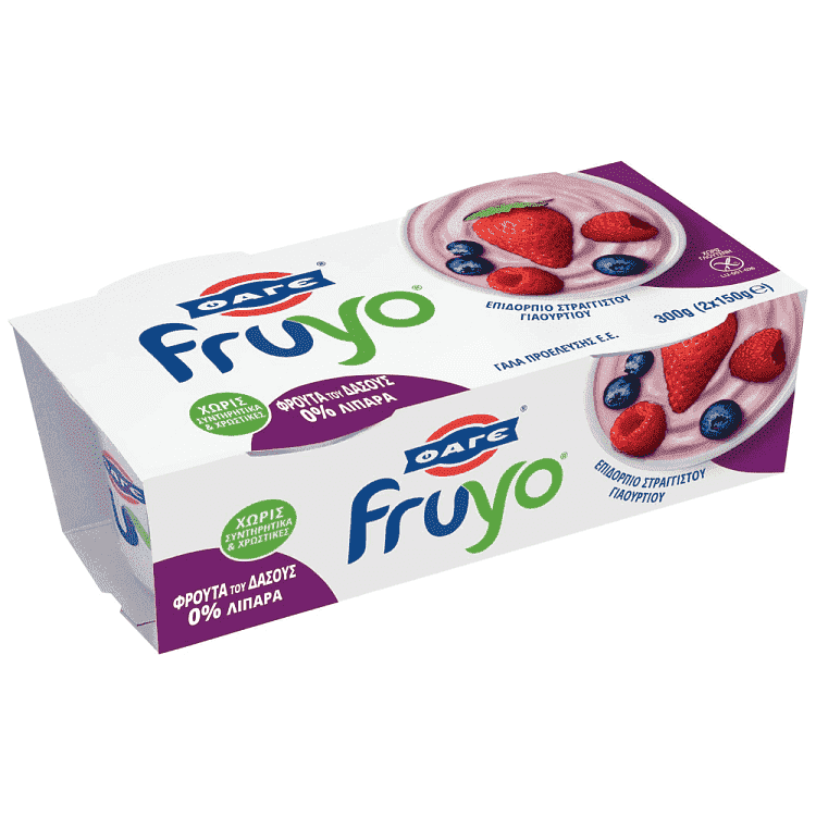 Fruyo Επιδόρπιο Γιαουρτιού 0% Φρούτα Toυ Δάσους 2x150gr