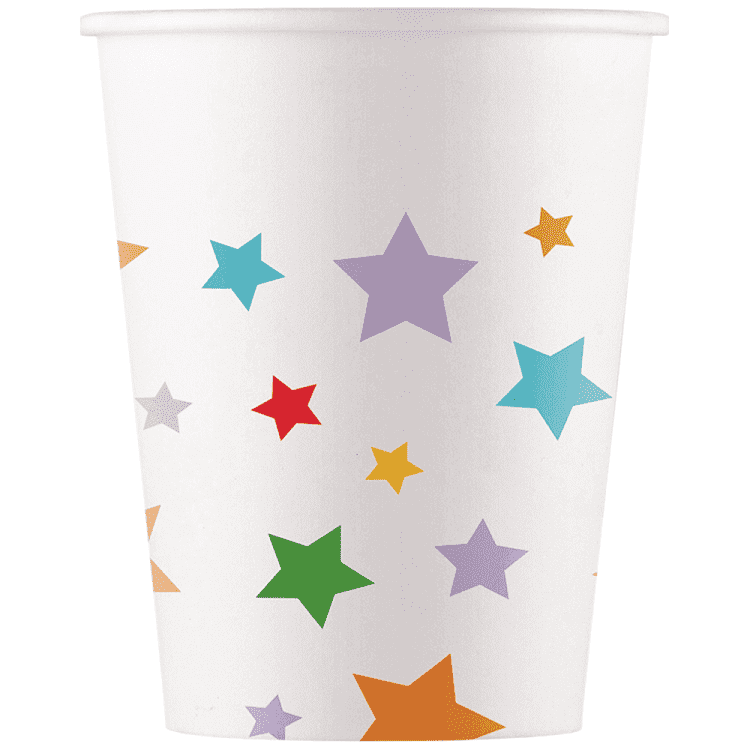 Decorata Ποτήρια Χάρτινα Multicolor Bright Stars 8τεμ 200ml