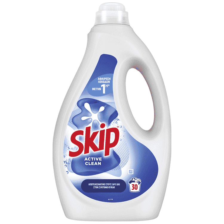 Skip Υγρό Απορρυπαντικό Πλυντηρίου Active Clean 30μεζ 1,5lt