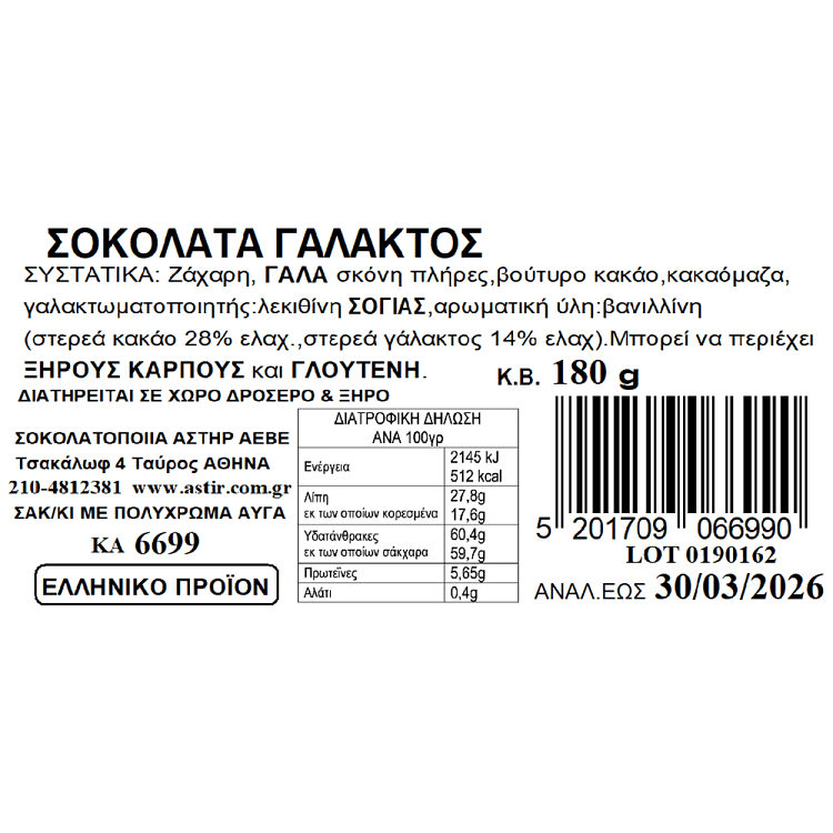 Astir Πασχαλινά Σοκολατένια Αυγουλάκια Σε Σακουλάκι 180gr