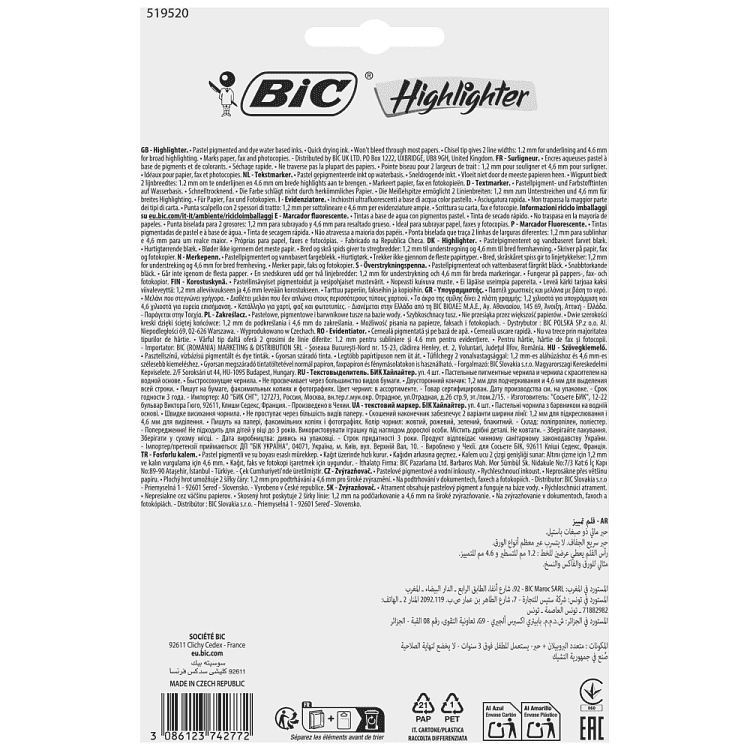 Bic Highlighter Flat Bl2 Pastel 4τεμ