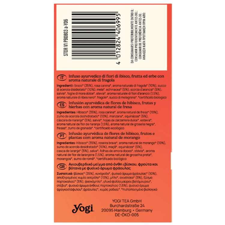 Yogi Τσάι Strawberry-Orange Cold Bio 30gr (15 teabags)