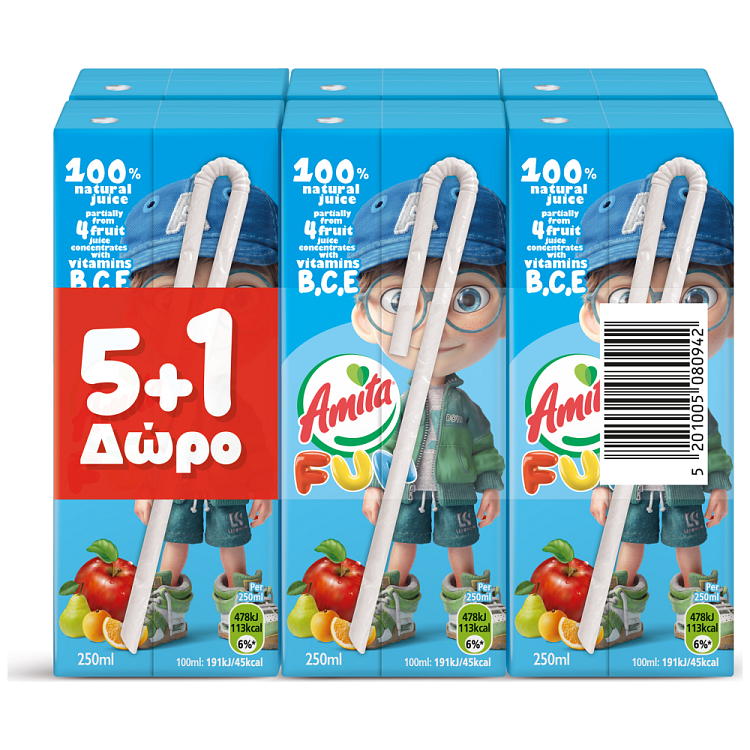 Amita Fun Φυσικός Χυμός Blue 250ml 5+1 Δώρο
