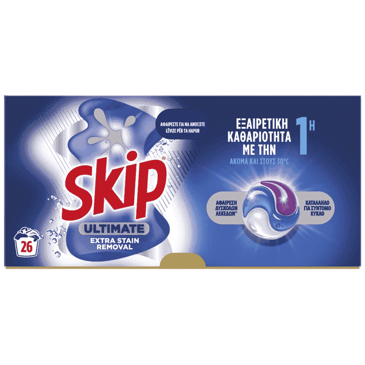 Skip Απορρυπαντικό Πλυντηρίου Ρούχων Κάψουλες Ultimate 26Μεζ