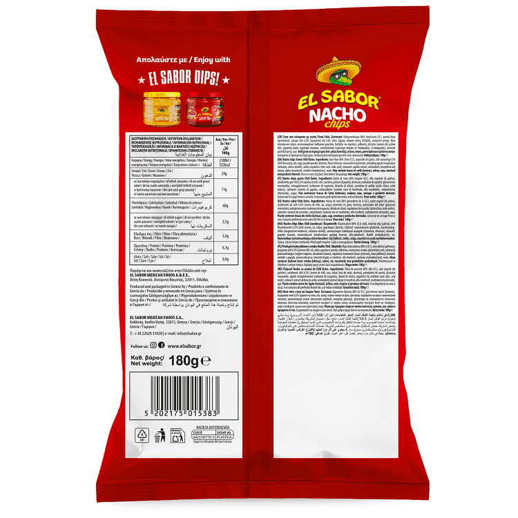 El Sabor Nacho Chips Chili 180gr