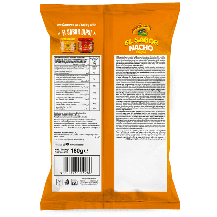 El Sabor Nacho Chips Cheese 180gr