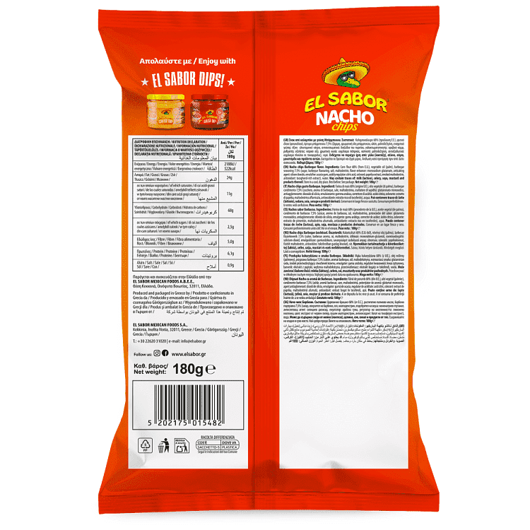 El Sabor Nacho Chips Bbq 180gr