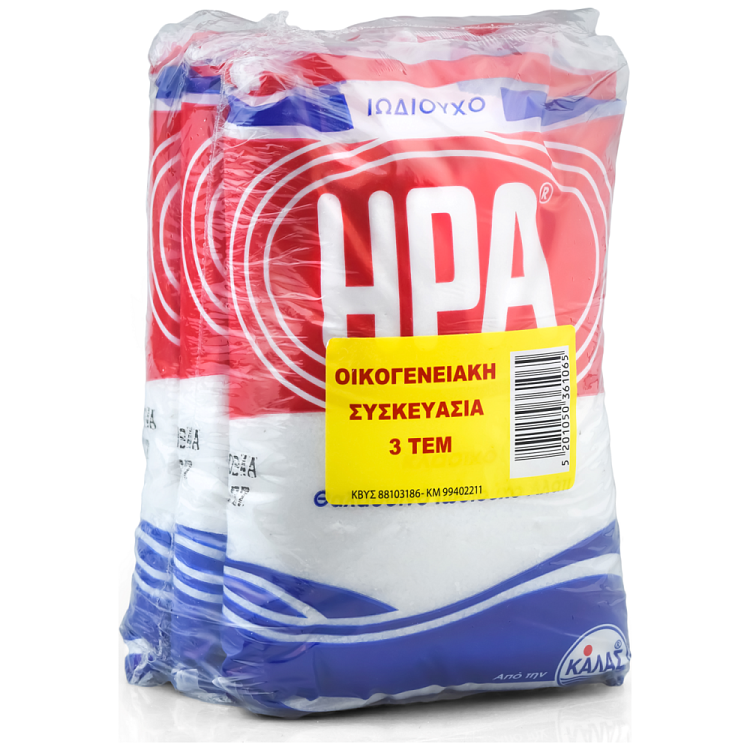 Ήρα Αλάτι Ψιλό Οικογενειακή Συσκευασία 3x500gr