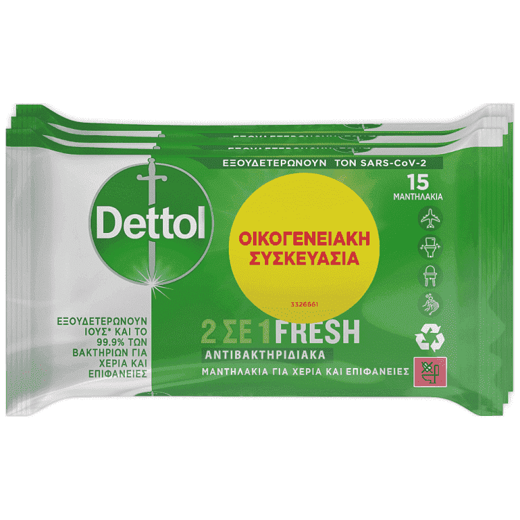 Dettol 2 In 1 Wipes 155 Οικογενειακή Συσκευασία