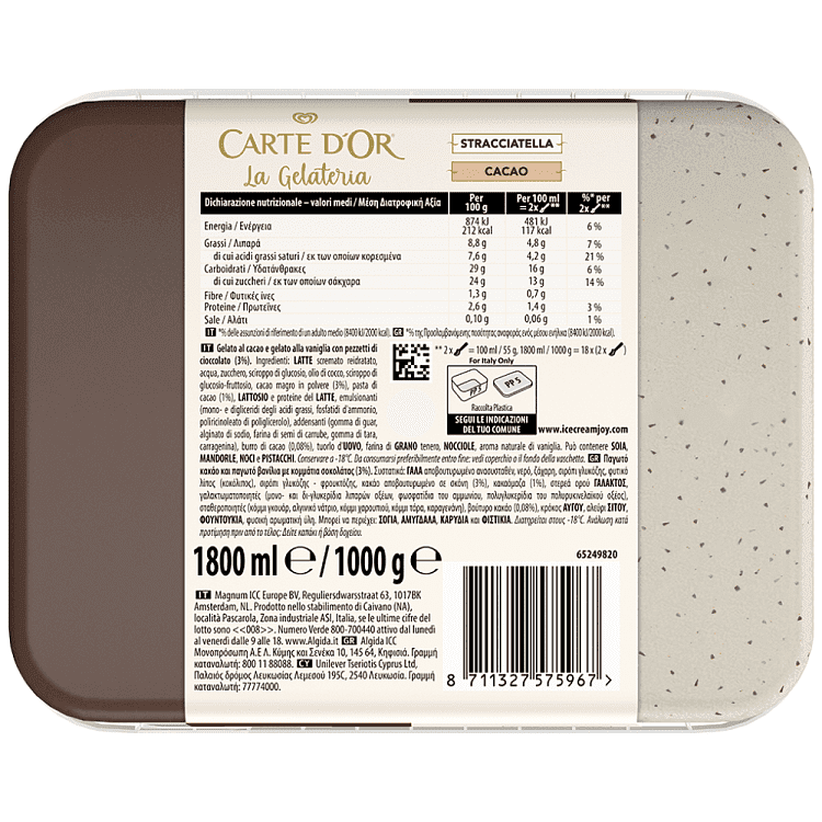 Carte D'or Stracciatella Cacao 1kg 1,8lt