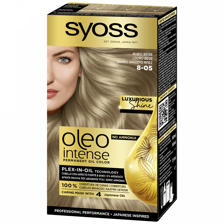 Syoss Oleo Intense Βαφή Μαλλιών Ξανθό Ανοιχτό Μπεζ 8-05