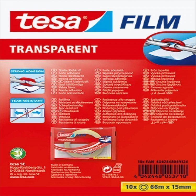 Tesa Ταινία Αυτοκόλλητη Διάφανη 15mmX66mm