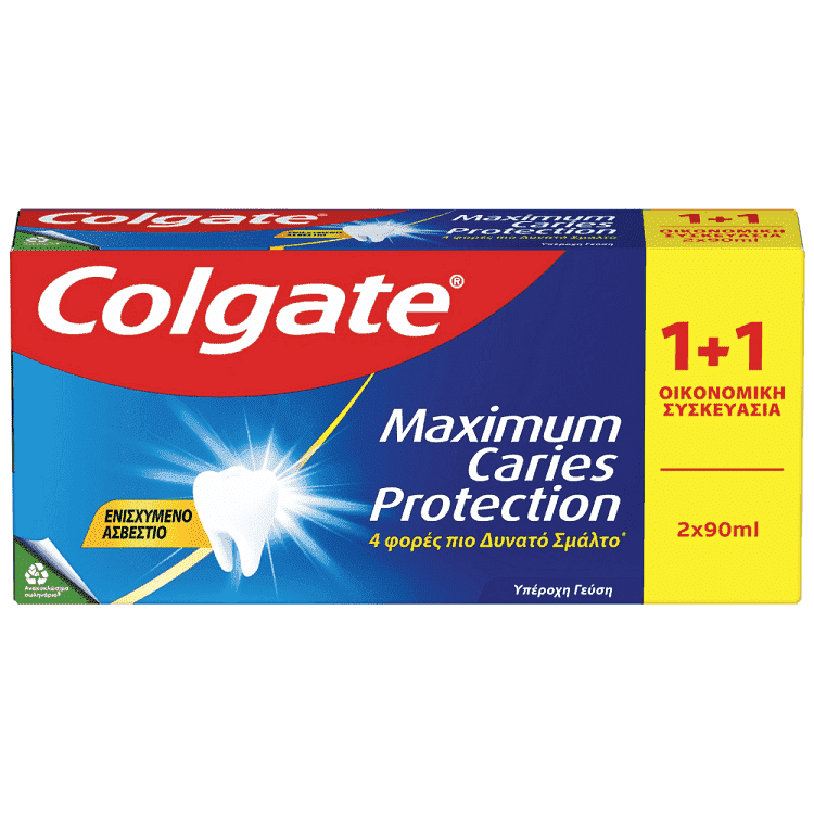 Colgate Protection Caries Οδοντόκρεμα 90ml 1+1 Οικονομική Συσκευασία