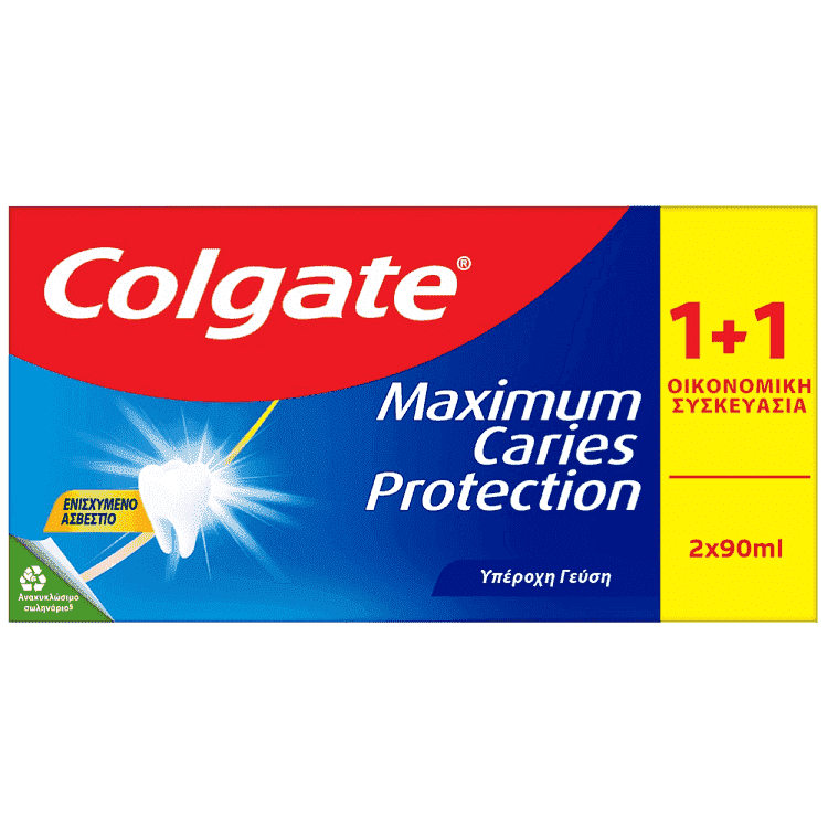 Colgate Protection Caries Οδοντόκρεμα 90ml 1+1 Οικονομική Συσκευασία