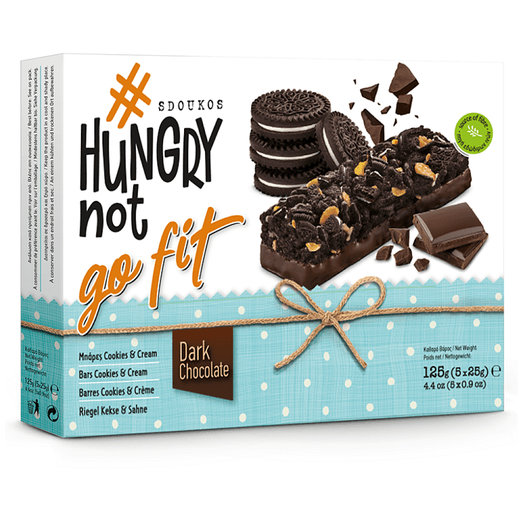 Hungry Not Go Fit Μπάρες Δημητριακών Cookies and Cream Dark Chocolate 5x25gr