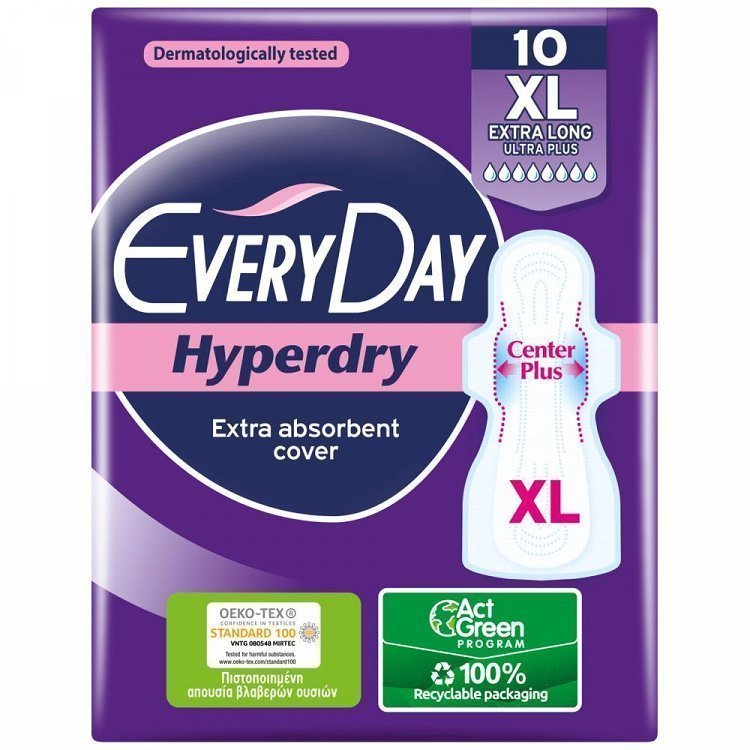 EveryDay Σερβιέτες Hyperdry Ultra Plus Extra Long XL 10τεμ