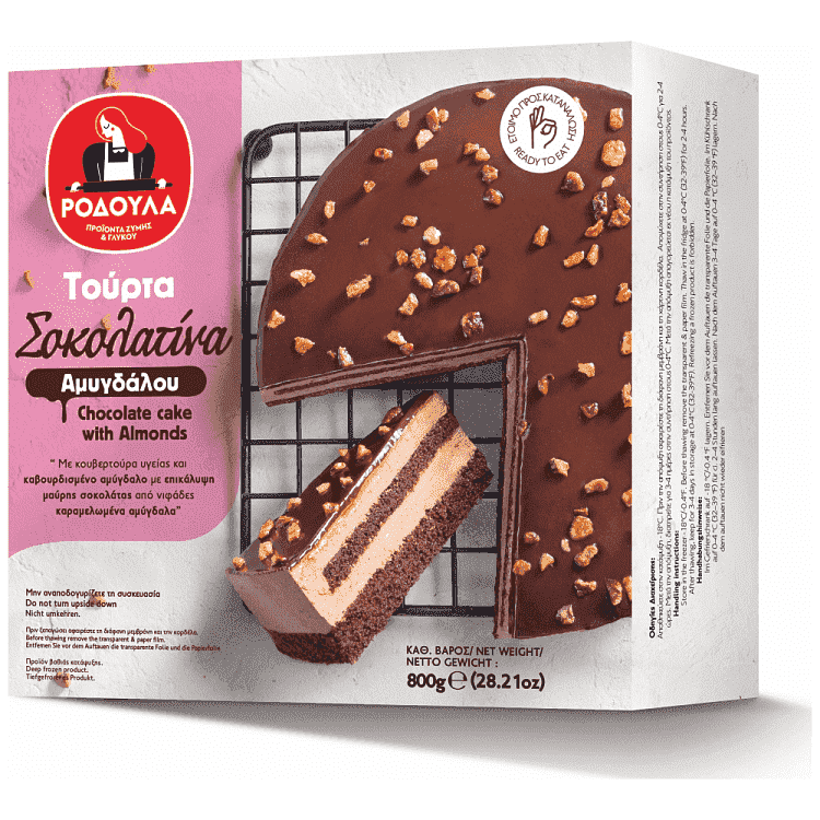 Ροδούλα Τούρτα Σοκολάτα Αμυγδάλου Κατεψυγμένη 800gr
