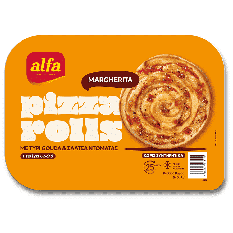 Alfa Pizza Rolls Margherita Kατεψυγμένα 6τεμ 540gr