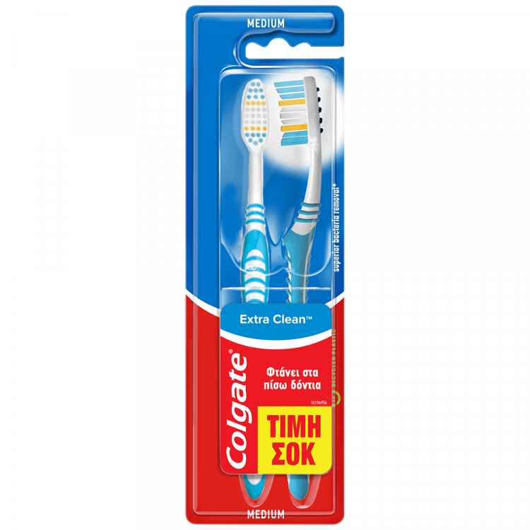 Colgate Extra Clean Μέτρια Οδοντόβουρτσα Διπλή Συσκευασία ΤΙΜΗ ΣΟΚ (2τεμ)