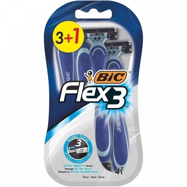 BIC Flex 3 Ξυριστική Μηχανή Μιας Χρήσης 3+1 Δώρο