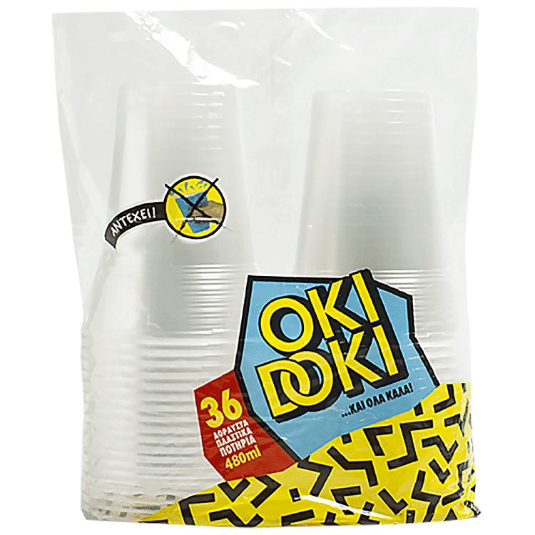 Oki Doki Ποτήρι Πλαστικό Διάφανο 36x430ml