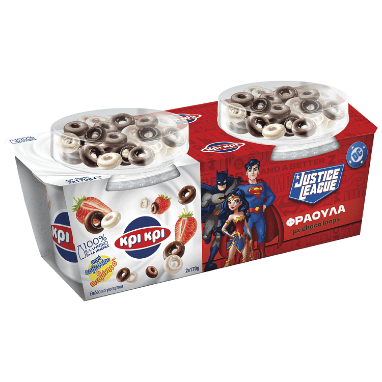 Κρι Κρι Επιδόρπιο Γιαουρτιού Φράουλα & Choco Loops 2x170gr