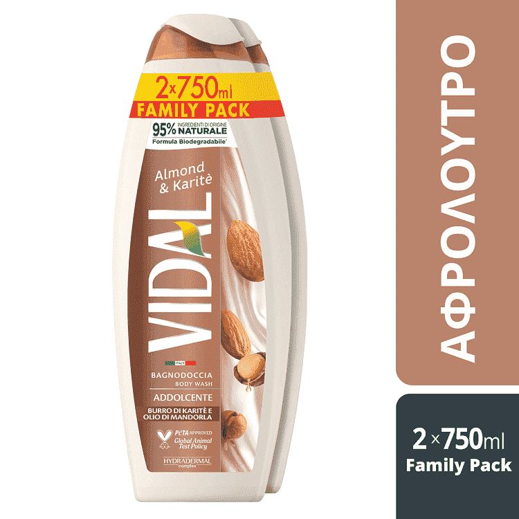 Vidal Shower Gel Almond & Carite 2x750ml