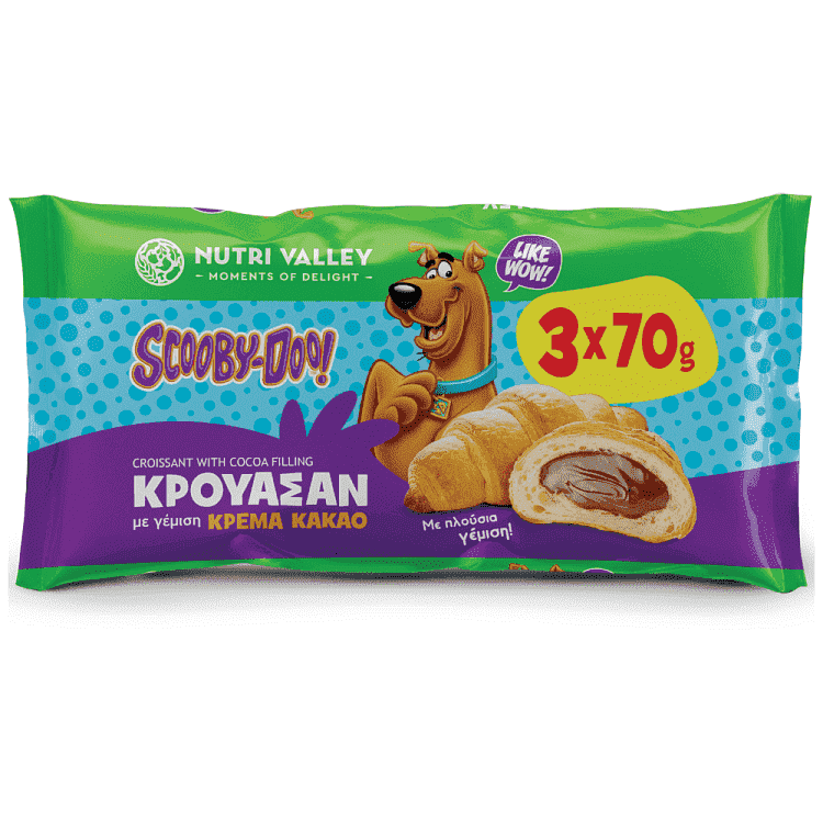 Nutri Valley Kρουασάν Με Γέμιση Scooby Doo Κρέμα Κακάο 3x70gr