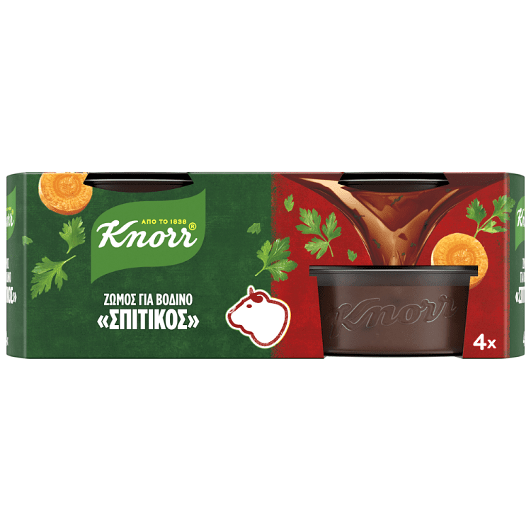 Knorr Σπιτικός Ζωμός Βοδινού Χωρίς Γλουτένη 28gr 4τεμ