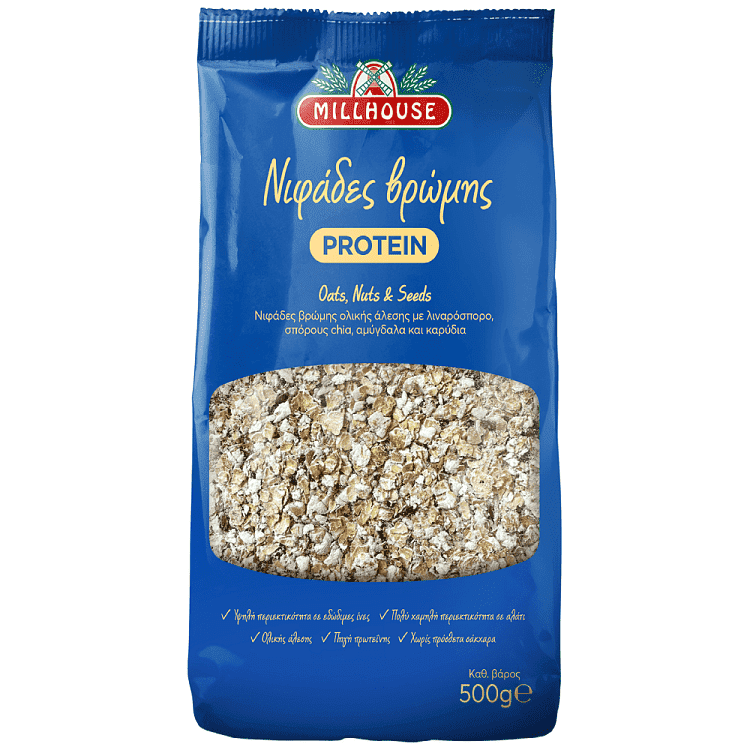 Millhouse Νιφάδες Βρώμης Protein Σπόροι Ξηροί Καρποί 500gr