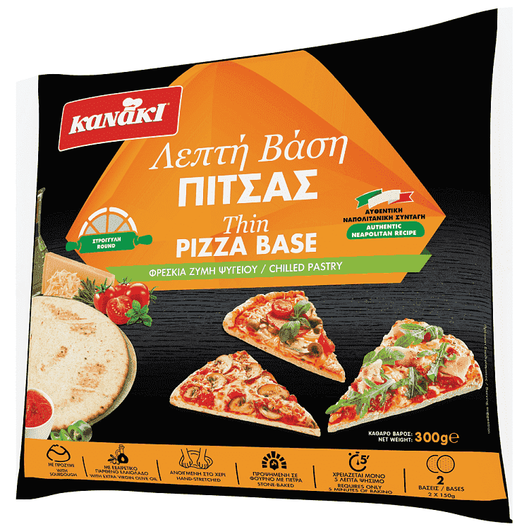 Κανάκι Φρέσκια Λεπτή Βάση Πίτσας 2τεμ 300gr