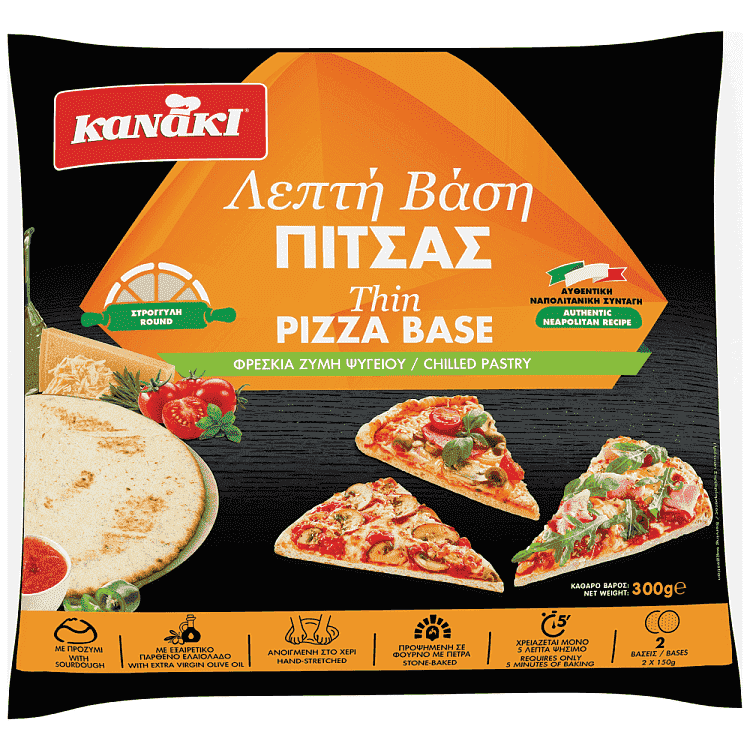 Κανάκι Φρέσκια Λεπτή Βάση Πίτσας 2τεμ 300gr