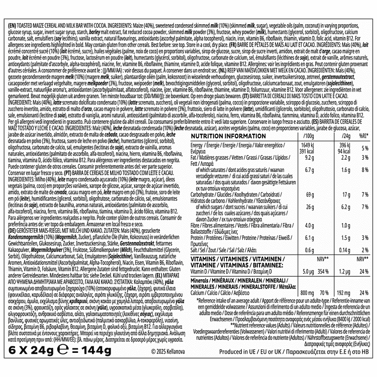 Kelloggs Corn Flakes Cocoa Bar 6x24gr