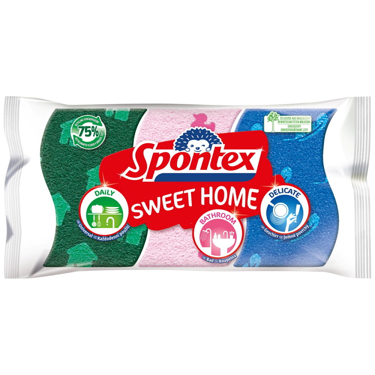 Spontex Sweet Home Φυτικό Κυτταρικό Σφουγγαράκι 3τεμ