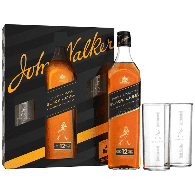 Johnnie Walker Ουίσκι Black 700ml 2 Ποτήρια