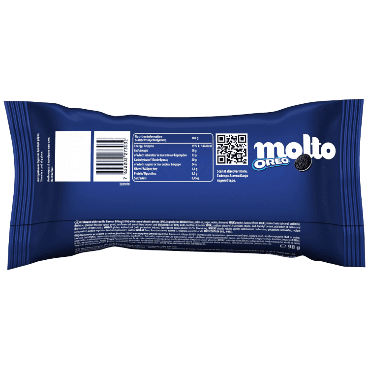 Molto Oreo Κρουασάν Βανίλια & Cookies 98gr