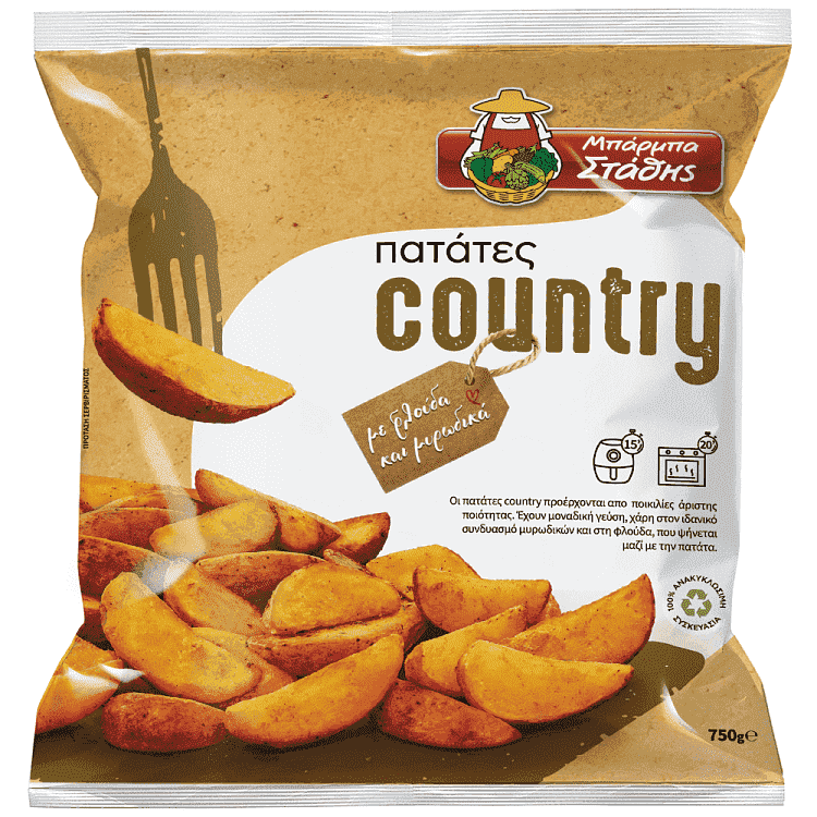 Μπάρμπα Στάθης Πατάτες Country Κατεψυγμένες 750gr