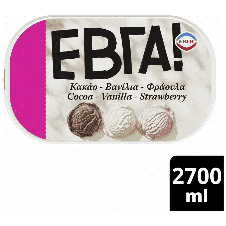 Έβγα Παγωτό Κακάο Βανίλια Φράουλα 1350gr 2700ml