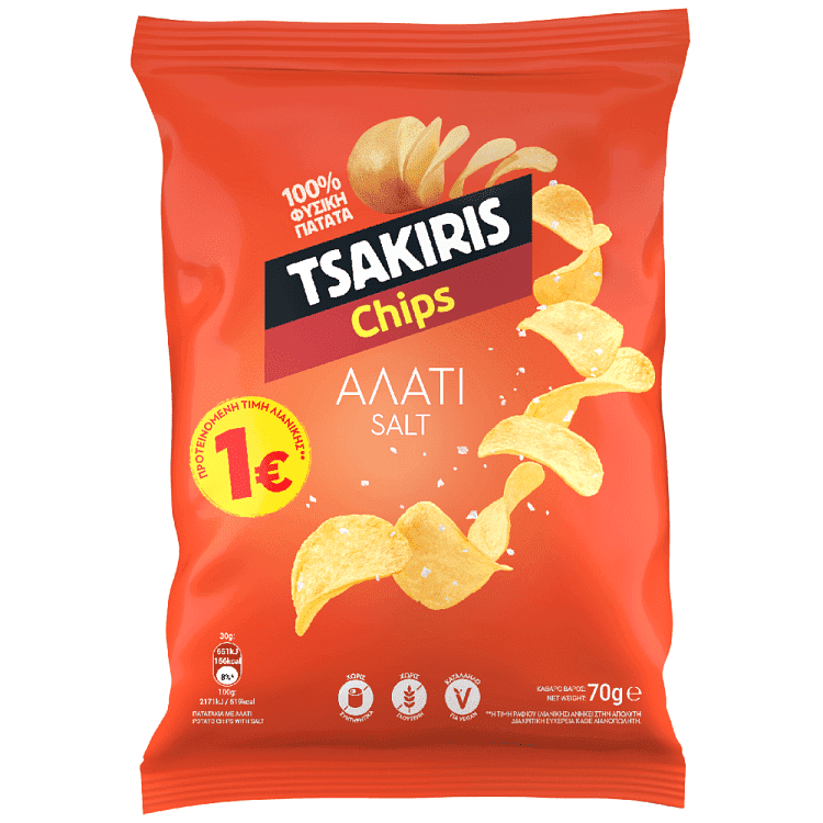 Tsakiris Chips Αλάτι 70gr ΠΤΛ 1€