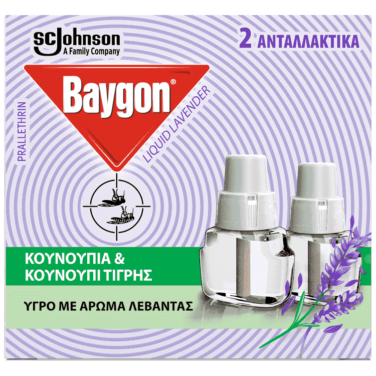 Baygon Υγρό Ανταλλακτικό Λεβάντα 2x27ml 90 Νύχτες