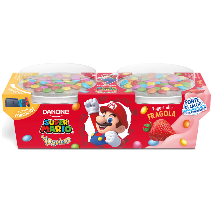 Danone Super Mario Φράουλα Με Σοκολατοκουφετάκια 2x110gr