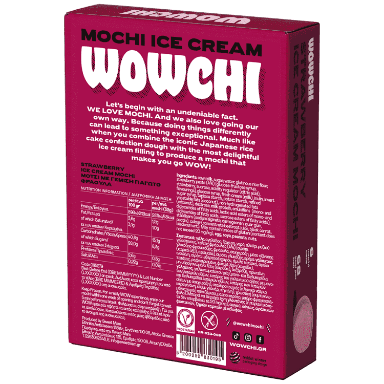 Wowchi Mochi Ice Strawberry 6τεμ 192gr