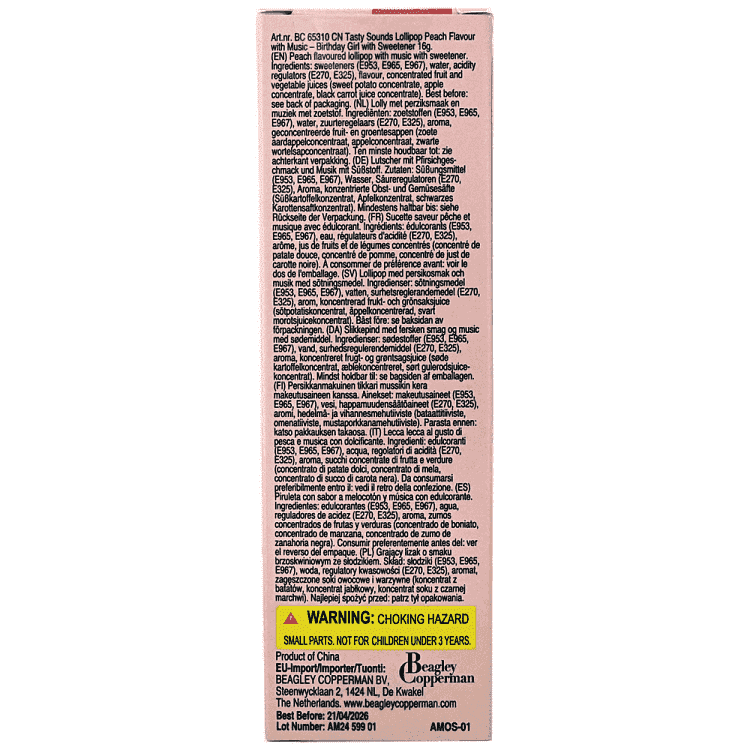 Amos Tastysounds Μουσικό Γλυφιτζούρι Ροδάκινο 12gr