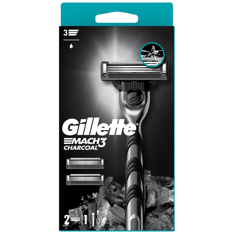 Gillette Mach III Ξυραφάκια Charcoal Μηχανή +2 Ανταλλακτικά