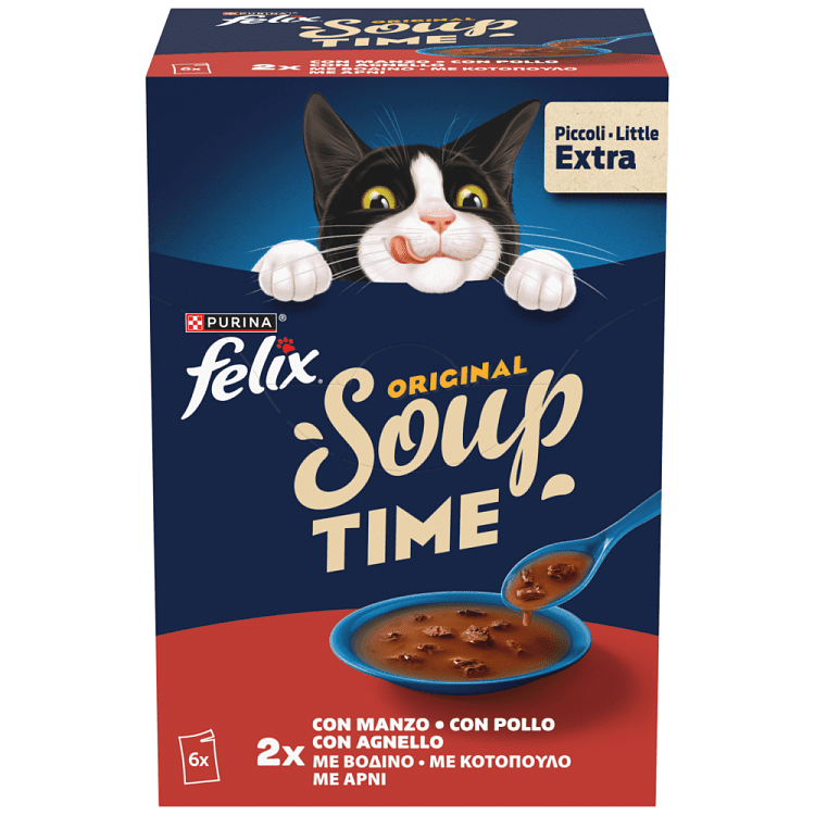 Felix Soups Βοδινό Κοτόπουλο Αρνί 6x48gr