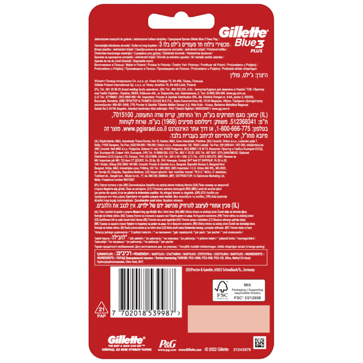 Gillette Blue 3 Plus Red Ξυραφάκια Μιας Χρήσης 6τεμ