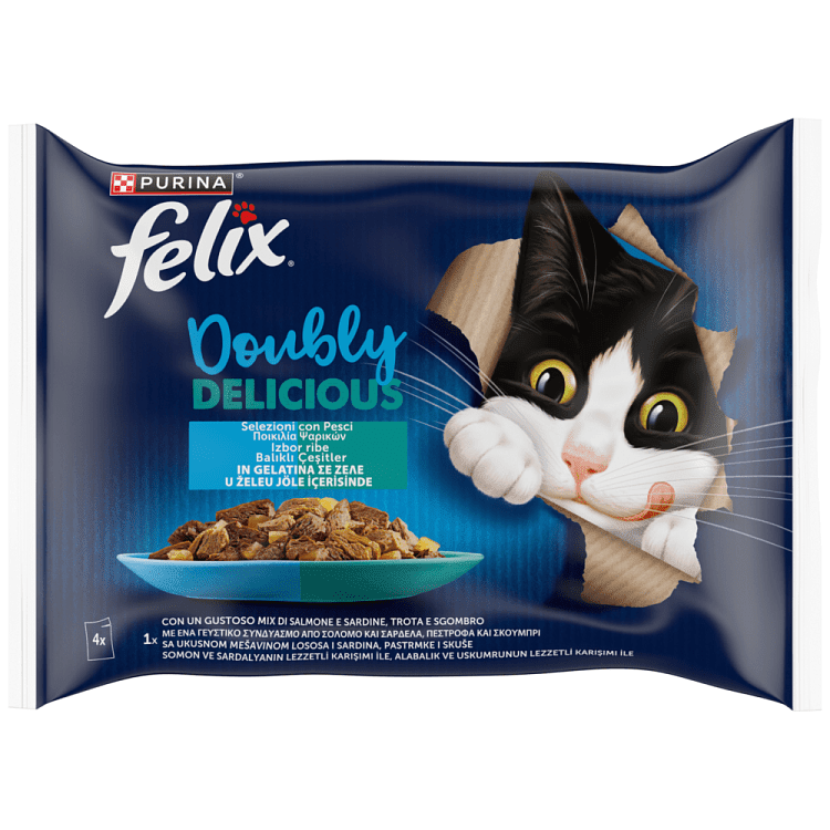 Felix Agail Υγρή Τροφή Γάτας Ποικιλία Ψαρικών σε Ζελέ 4x85gr